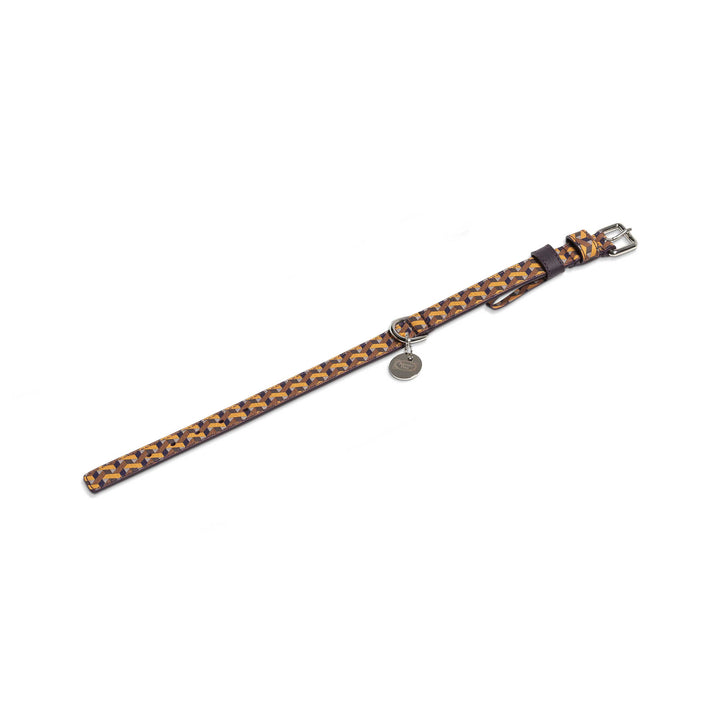 Dog Collar Poltrona Frau Ecru / Purple Medium: 13.75 in width