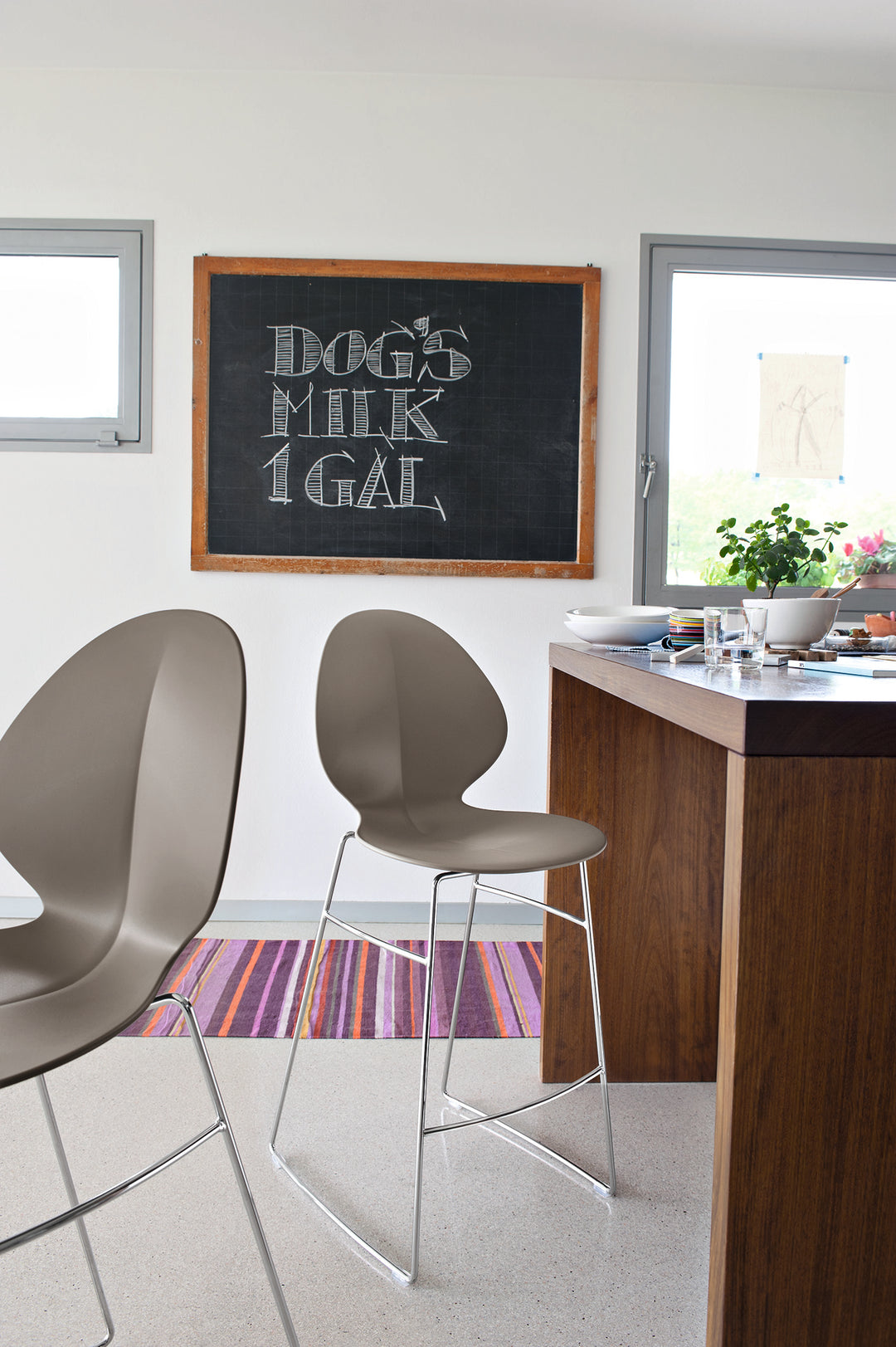Basil Stool Chromed Matt Taupe  Calligaris   