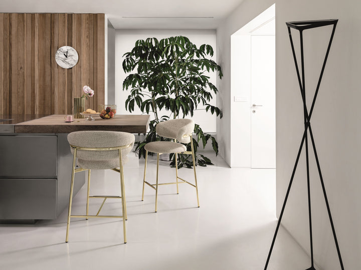 Oleandro Stool Polished Brass Hemp  Calligaris   