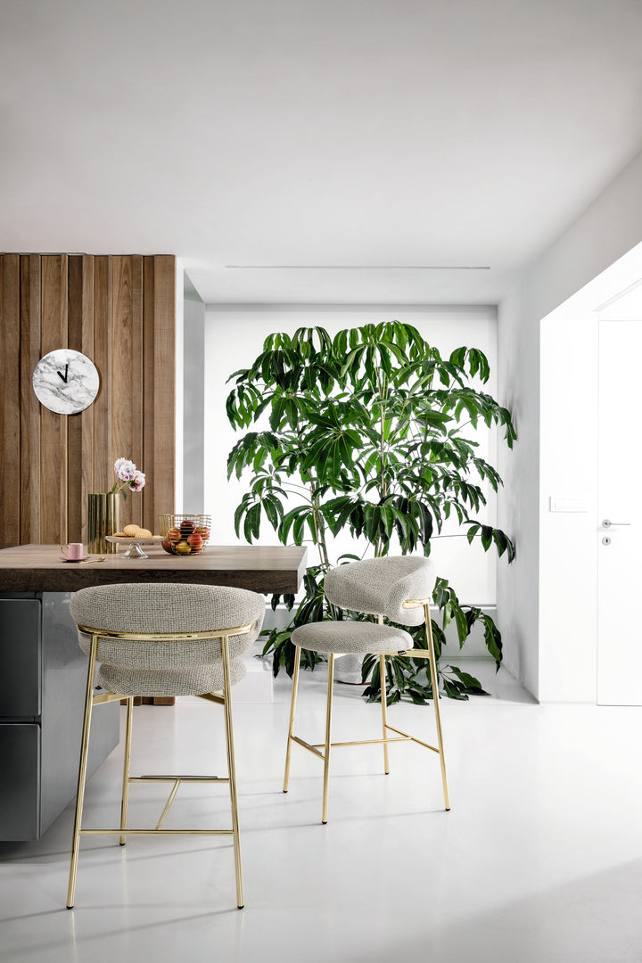 Oleandro Stool Polished Brass Hemp  Calligaris   
