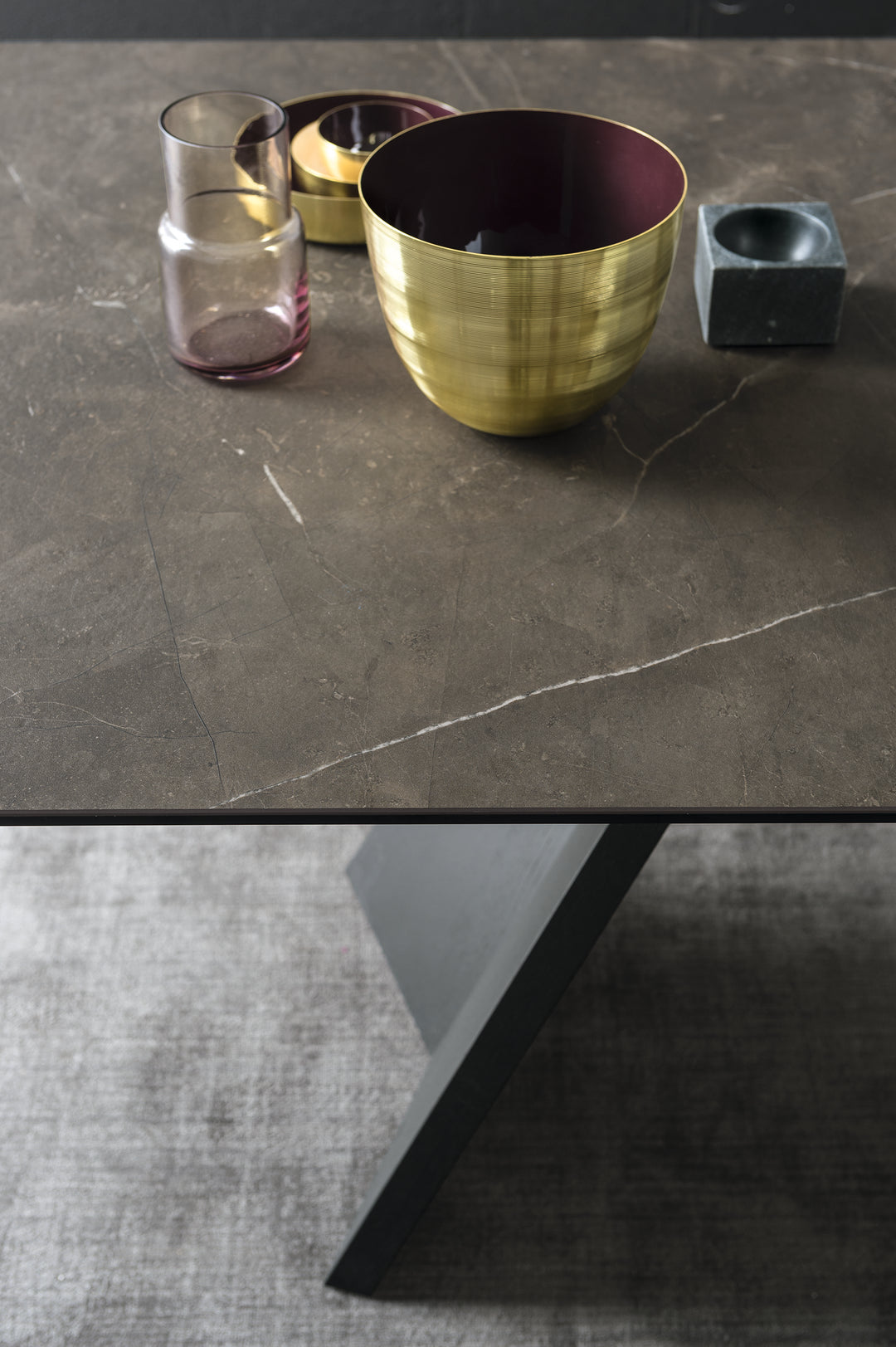 Icaro Dining Table Extendable Matt Black Bronze  Calligaris   