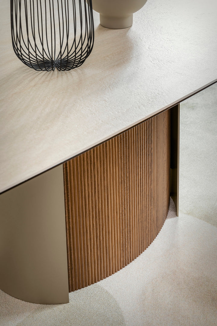 Yoroi Extendable Dining Table Matt Pearl Beige Calligaris