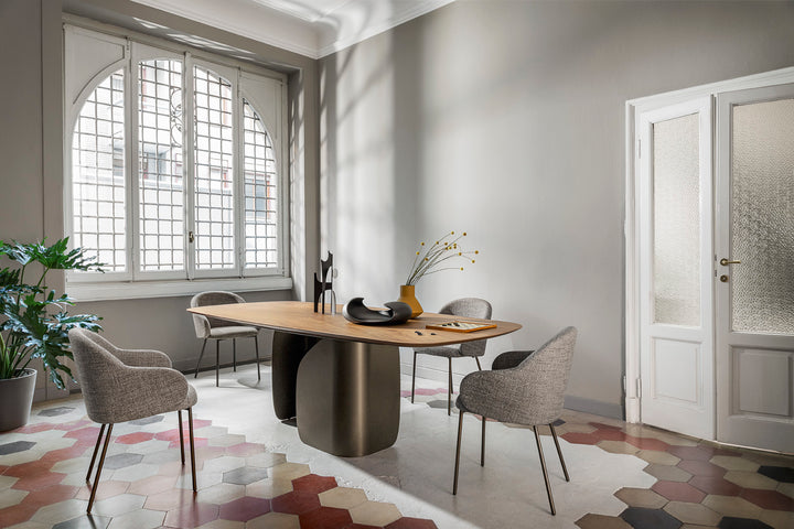 Twins Dining Table with Canaletto Walnut Top Calligaris