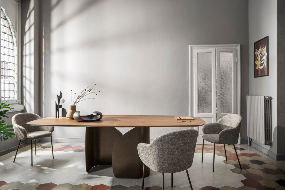 Twins Dining Table with Canaletto Walnut Top Calligaris