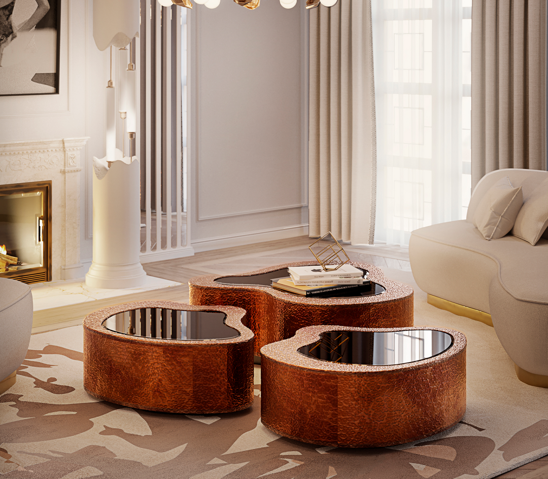 wave polished brass center table - Image 88