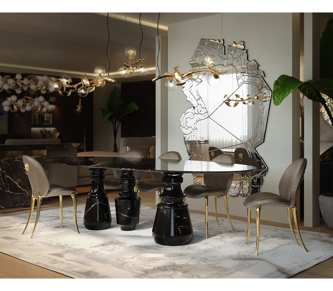 Pietra Oval Xl Nero Marquina Dining Table  Boca Do Lobo   