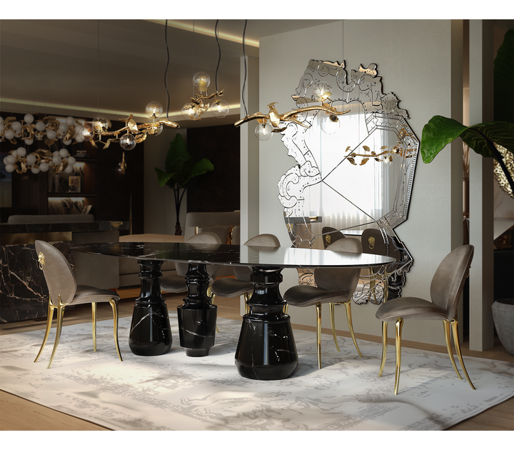 Pietra Oval Xl Nero Marquina Dining Table  Boca Do Lobo   