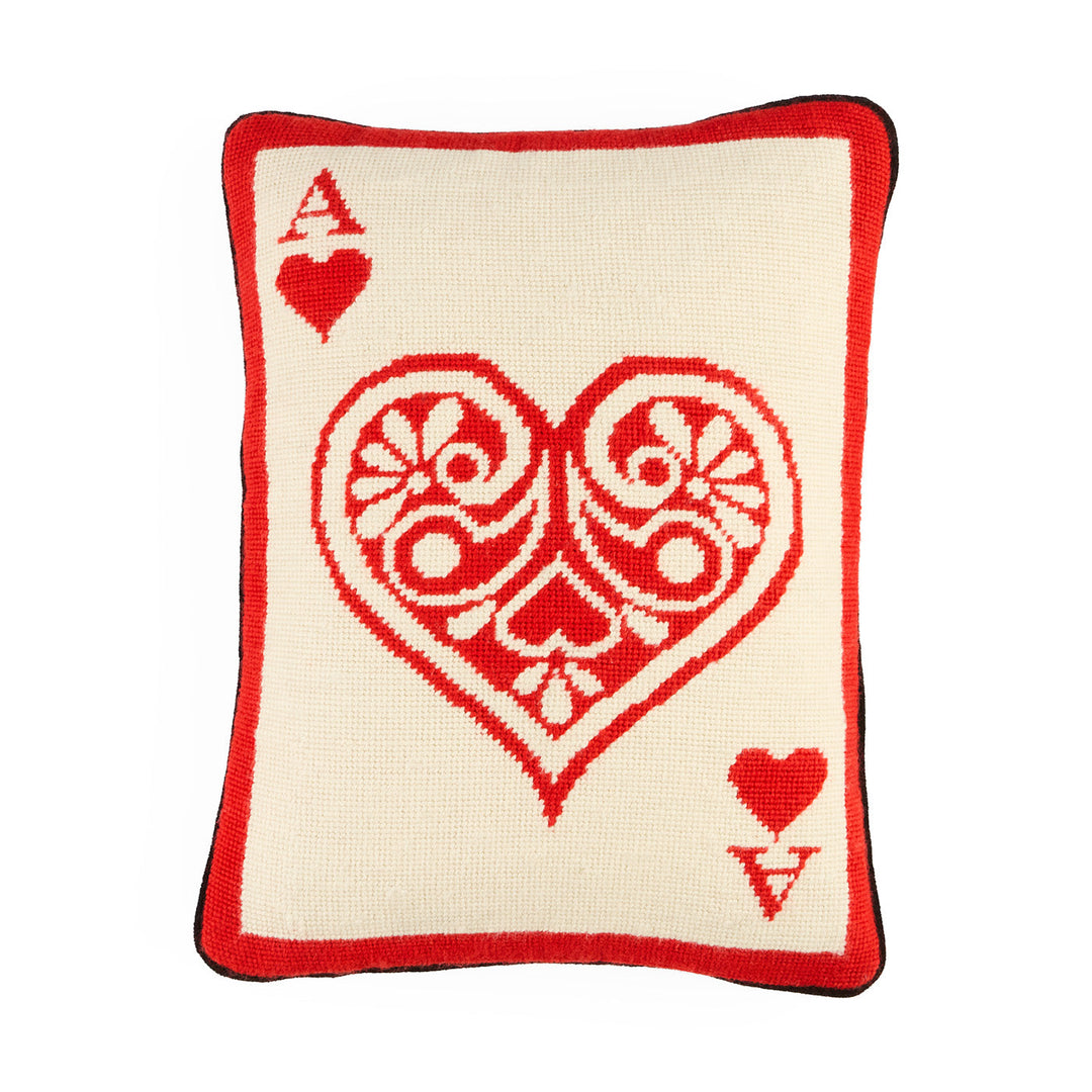 Ace Of Hearts Needlepoint Pillow Jonathan Adler