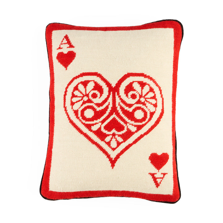 Ace Of Hearts Needlepoint Pillow Jonathan Adler