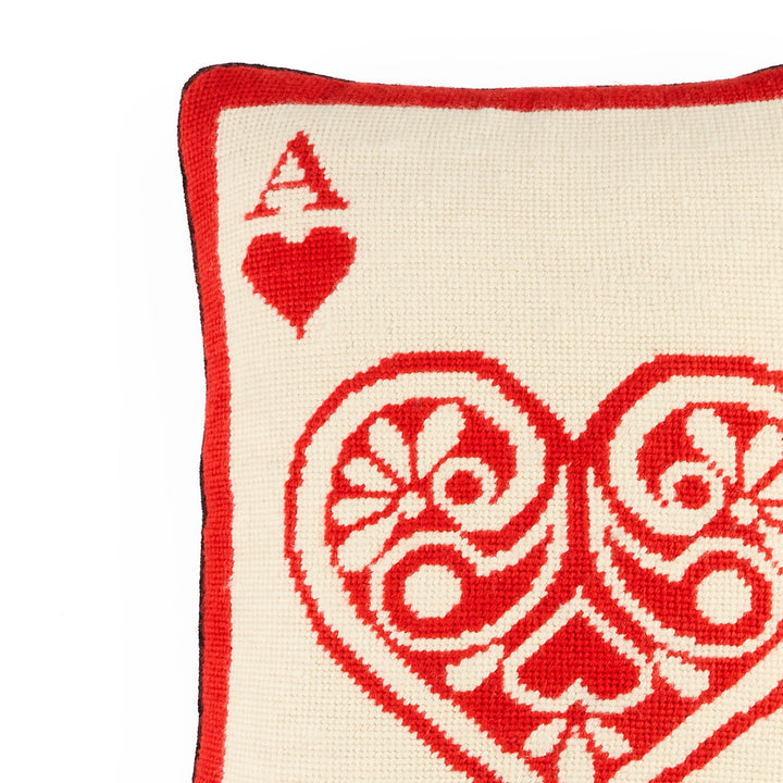 Ace Of Hearts Needlepoint Pillow Jonathan Adler