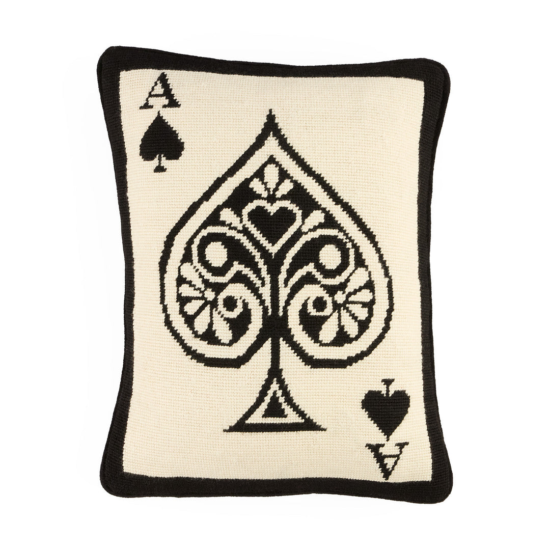 Ace Of Spades Needlepoint Pillow Jonathan Adler