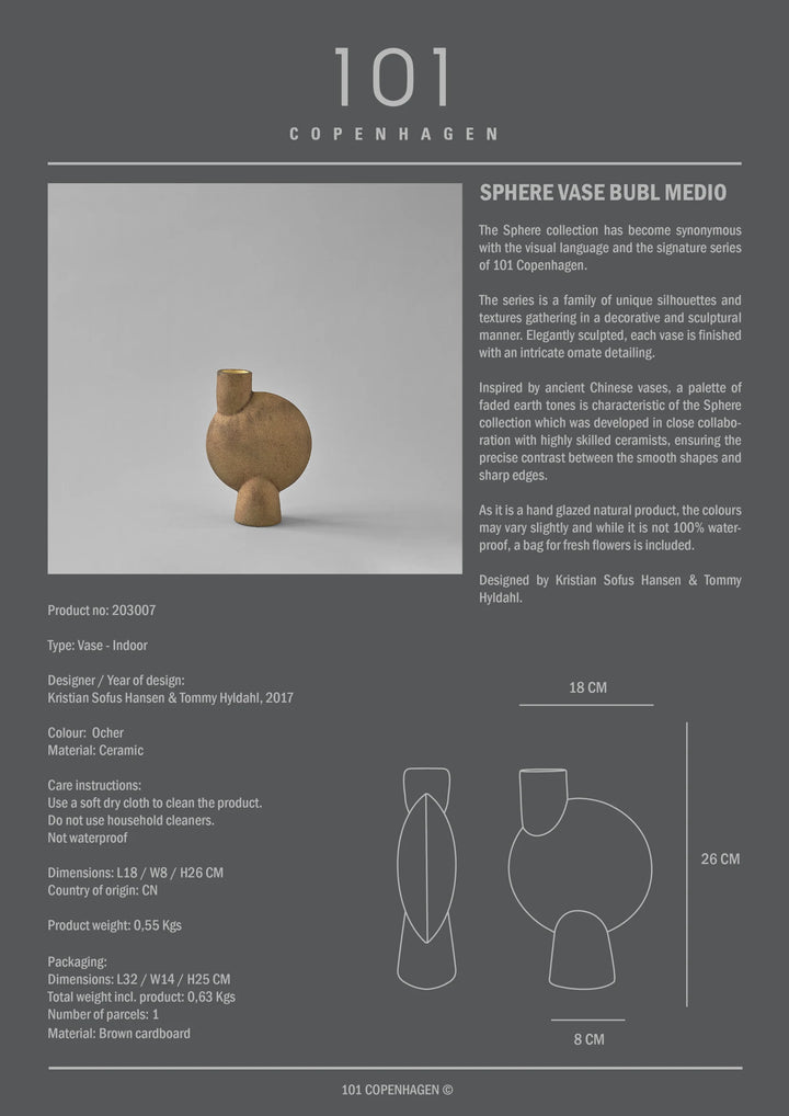 Sphere Vase Bubl, Medio - Ocher Vases 101 Copenhagen   