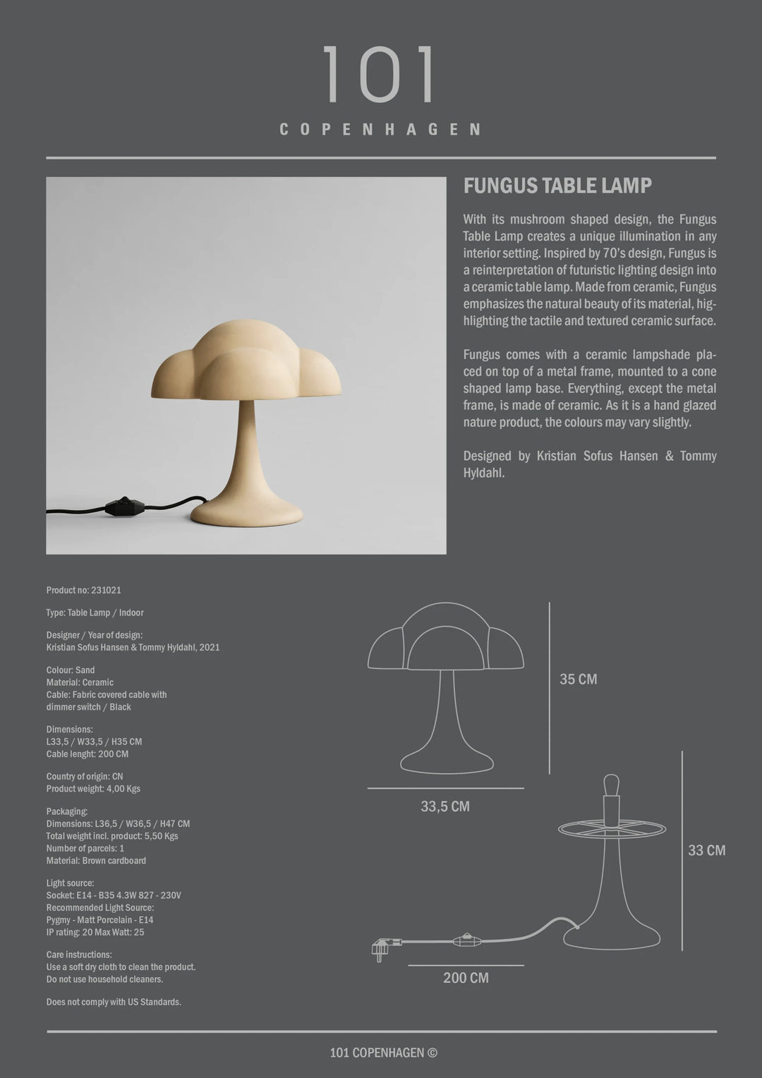 Fungus Table Lamp - Sand Table Lamp 101 Copenhagen   