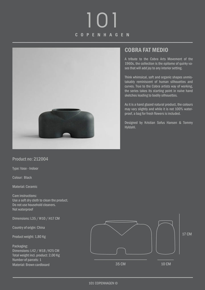Cobra Fat, Medio - Black Vases 101 Copenhagen   