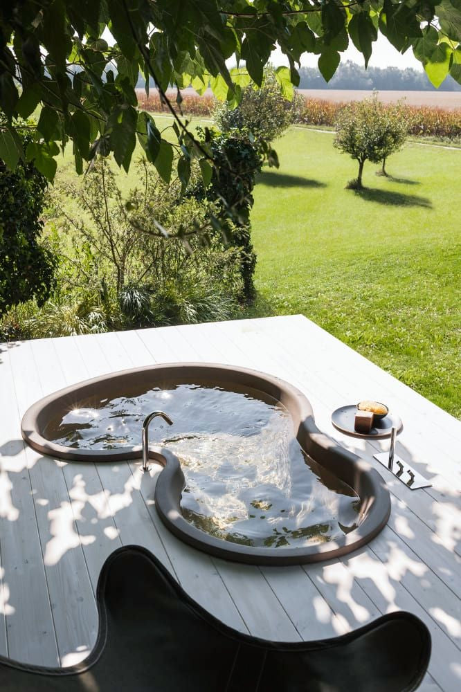 Agape DR Cement Outdoor Recessed Tub Agape