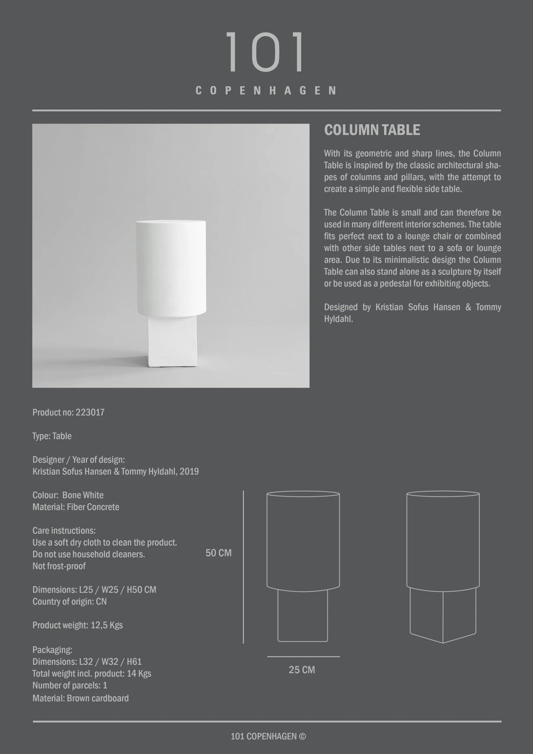 Column Table - Bone White Coffee Table 101 Copenhagen   