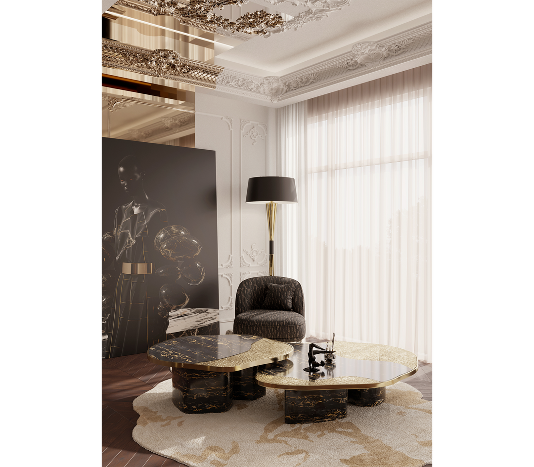 ophelia portoro marble and gold center table Coffee Tables Boca Do Lobo