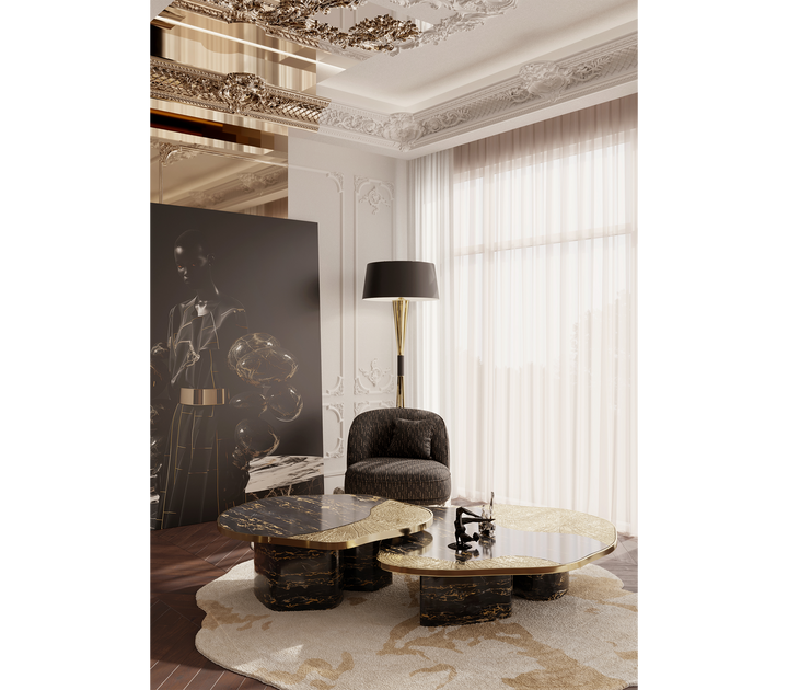 ophelia portoro marble and gold center table Coffee Tables Boca Do Lobo