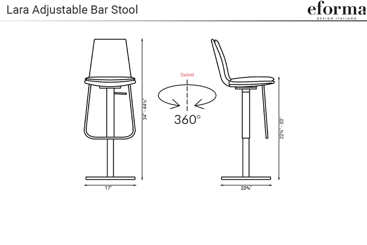 Lara Adjustable Bar Stool Bar + Counter Stools Eforma