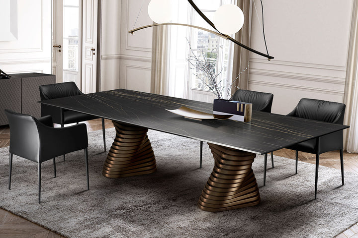 Rotolo Double Pedestal Dining Table Dining Tables Eforma