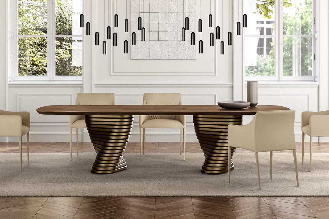 Rotolo Double Pedestal Dining Table Dining Tables Eforma