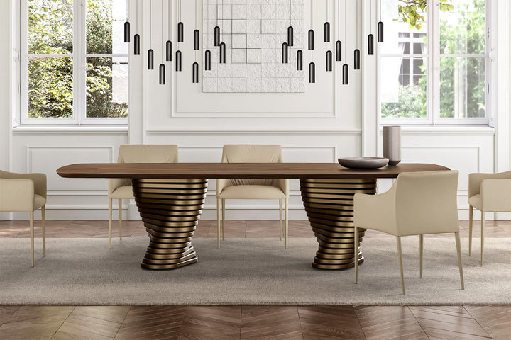 Rotolo Double Pedestal Dining Table Dining Tables Eforma