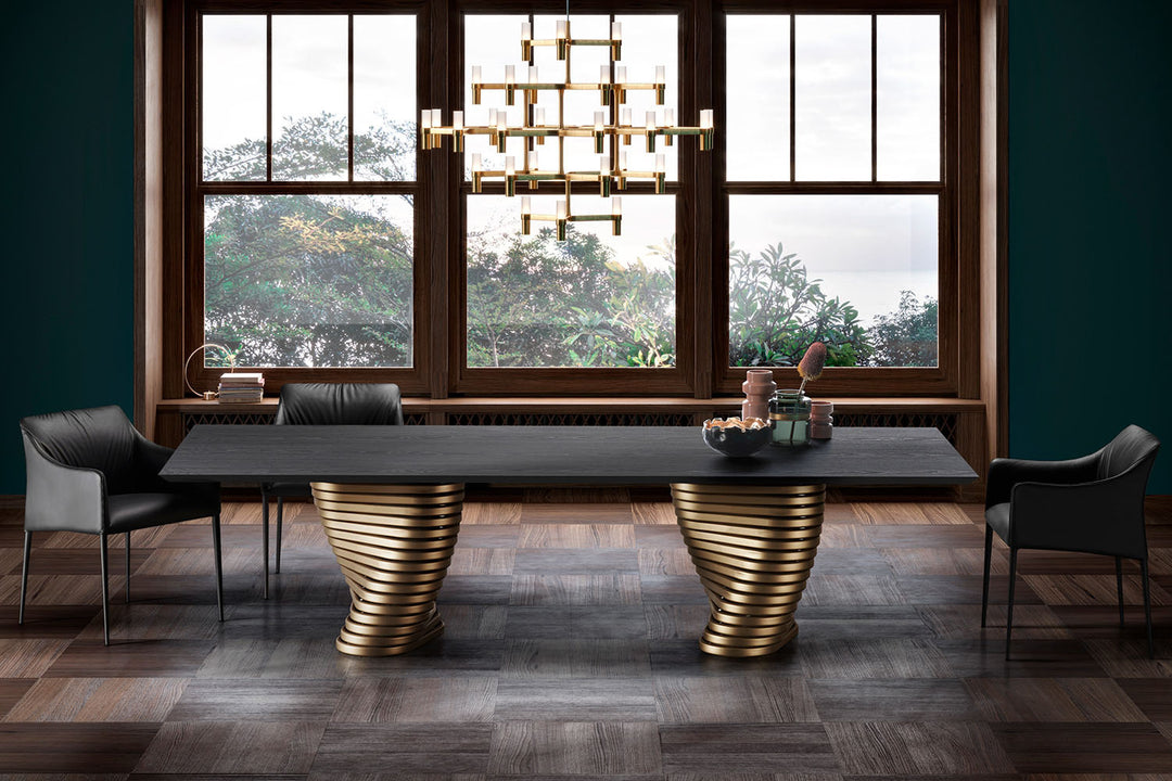 Rotolo Double Pedestal Dining Table Dining Tables Eforma