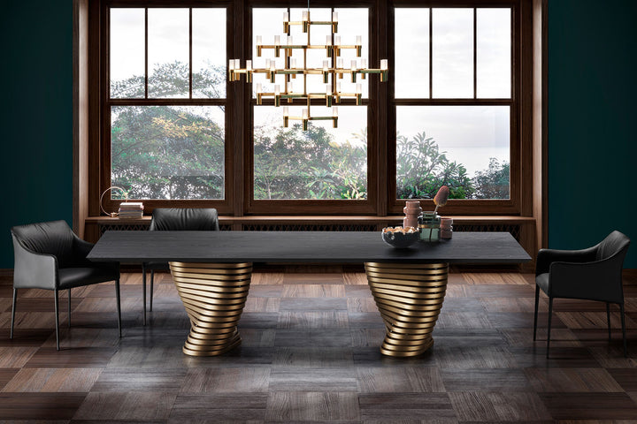 Rotolo Double Pedestal Dining Table Dining Tables Eforma