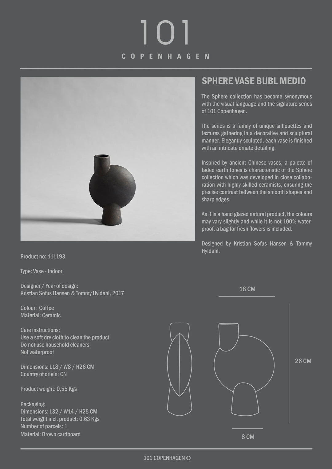 Sphere Vase Bubl, Medio - Coffee Vases 101 Copenhagen   