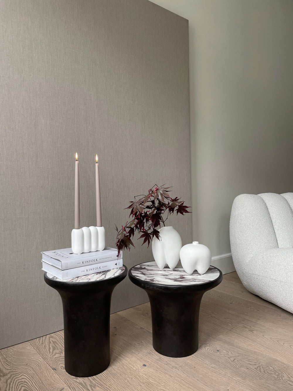 Trumpet End Table, Tall - Calacatta Table 101 Copenhagen   