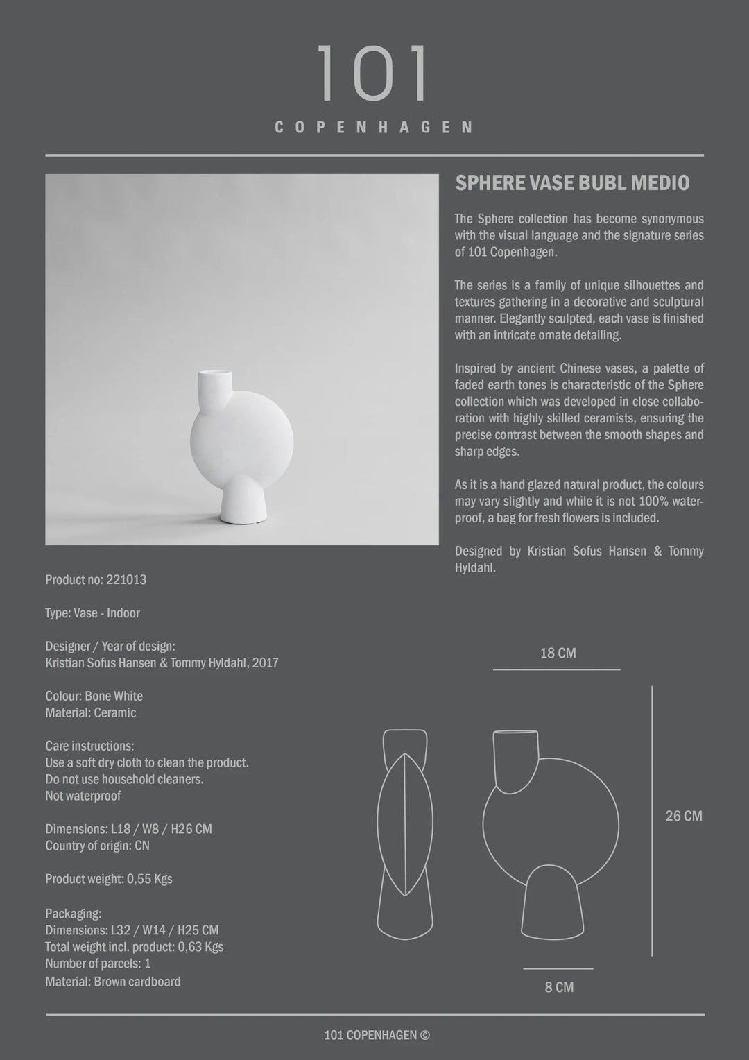 Sphere Vase Bubl, Medio - Bone White Vases 101 Copenhagen   