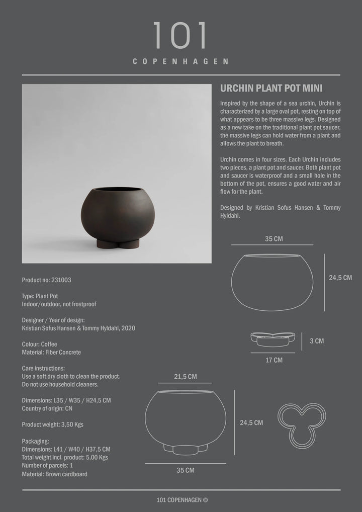 Urchin Plant Pot, Mini - Coffee Home & Garden:Home Décor:Other Home Décor 101 Copenhagen   