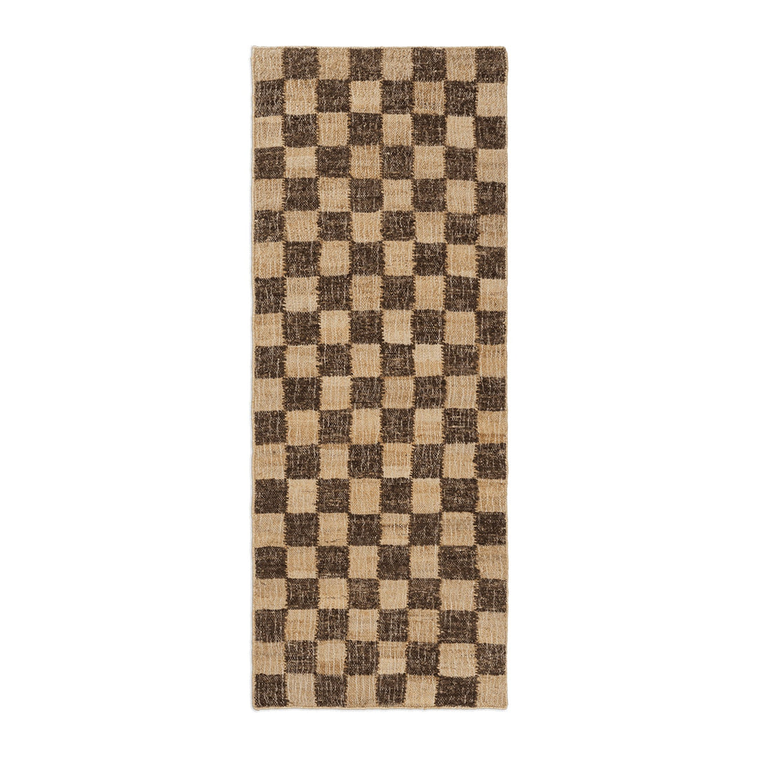 Check Wool Jute Runner Rugs Ferm Living Coffee / Natural