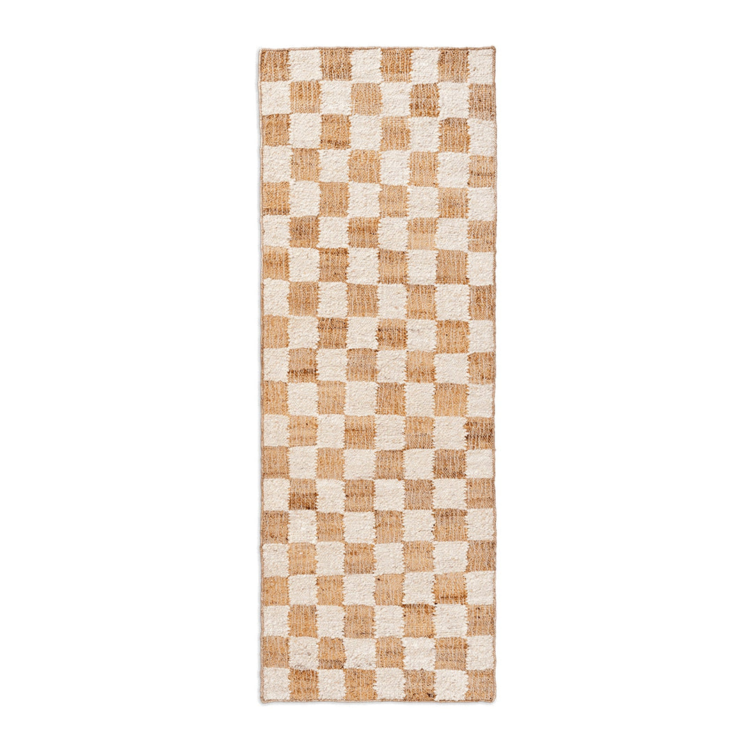 Check Wool Jute Runner Rugs Ferm Living Off-White / Natural