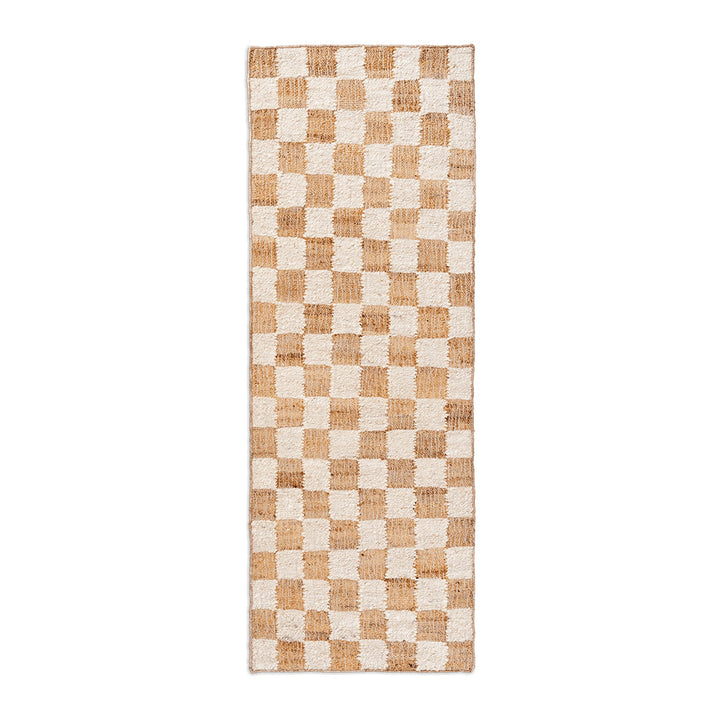 Check Wool Jute Runner Rugs Ferm Living Off-White / Natural