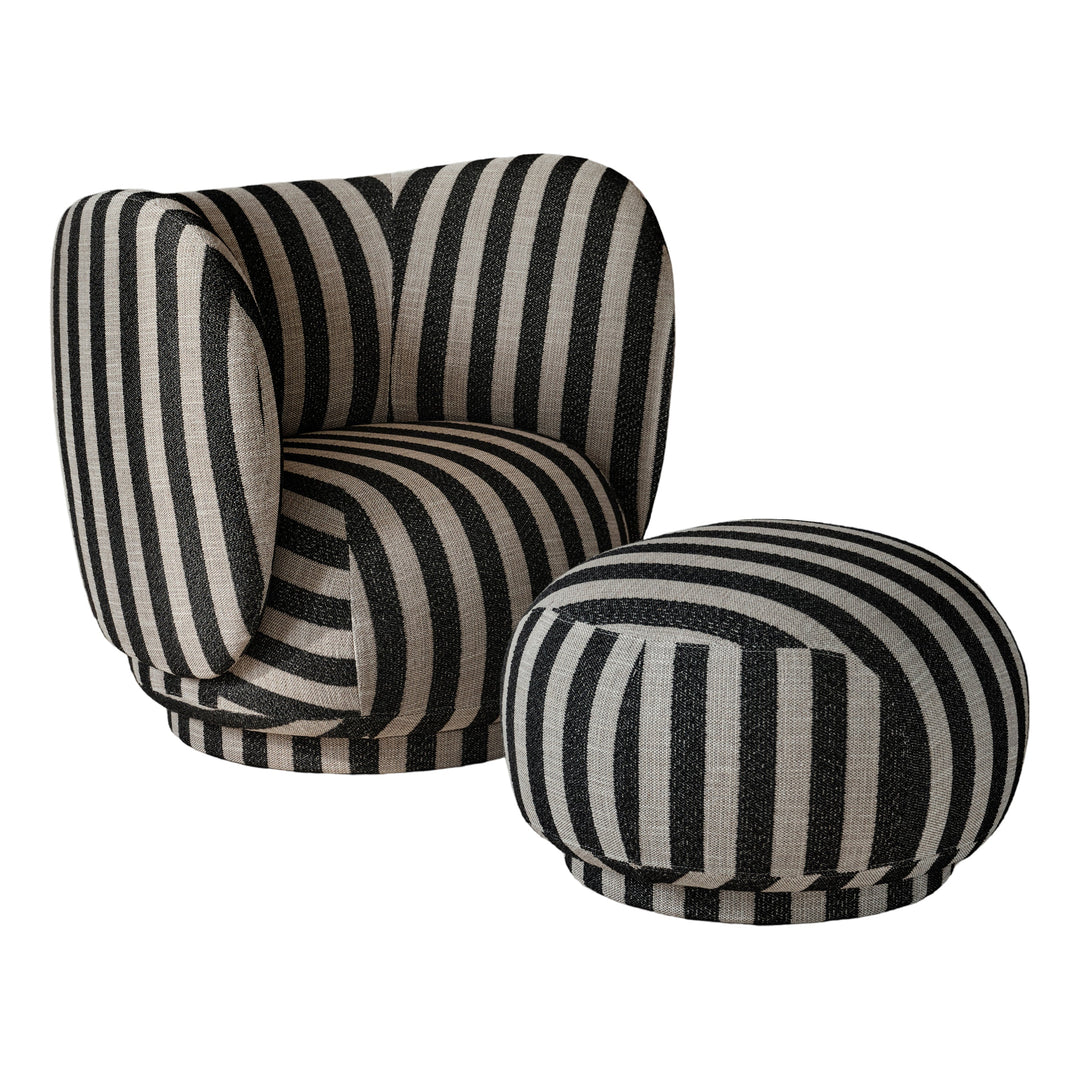 Rico Lounge Chair Chairs Ferm Living Louisiana Sand / Black Matching Pouf Without Swivel