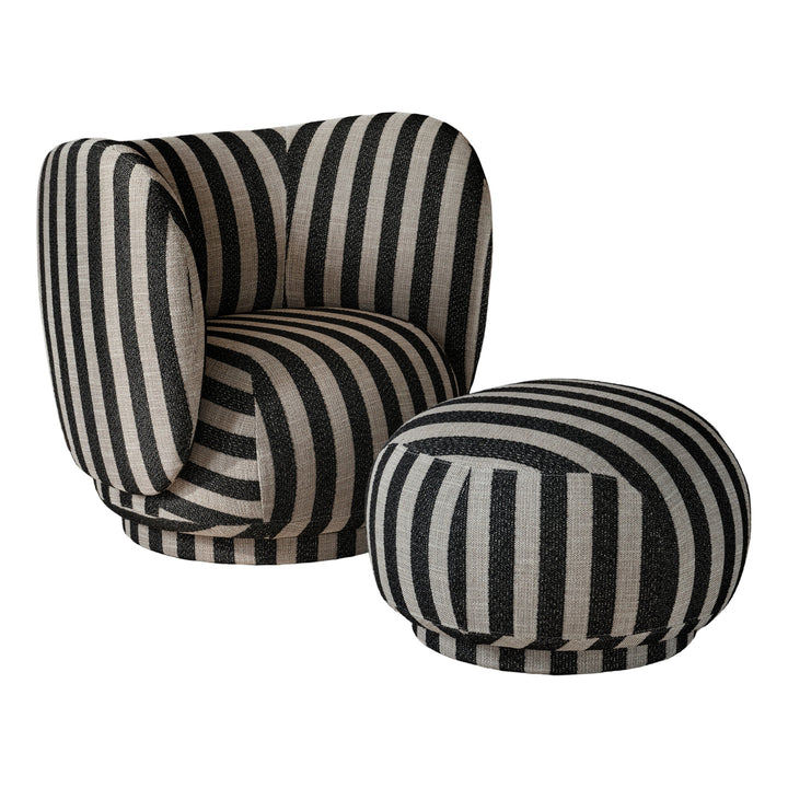 Rico Lounge Chair Chairs Ferm Living Louisiana Sand / Black Matching Pouf Without Swivel