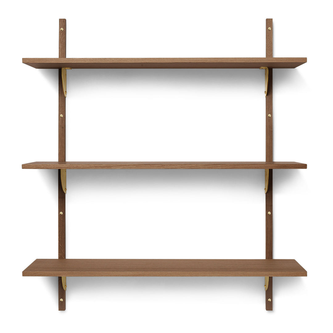 Sector Triple Shelf Bookcases & Standing Shelves Ferm Living Smoked Oak / Brass Wide: 34.25 in width