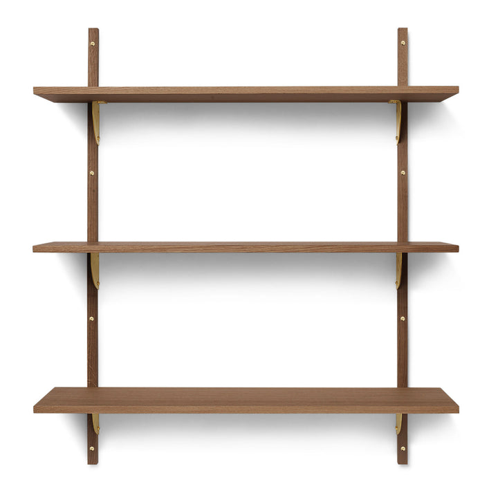 Sector Triple Shelf Bookcases & Standing Shelves Ferm Living Smoked Oak / Brass Wide: 34.25 in width