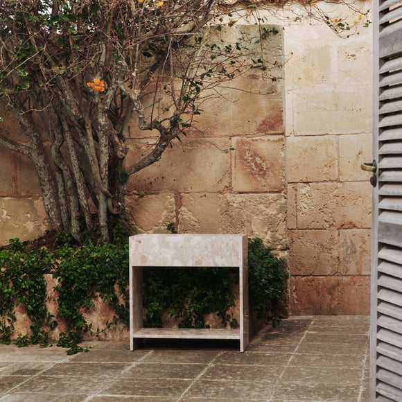 Stone Outdoor Plant Box with Shelf Planters Ferm Living