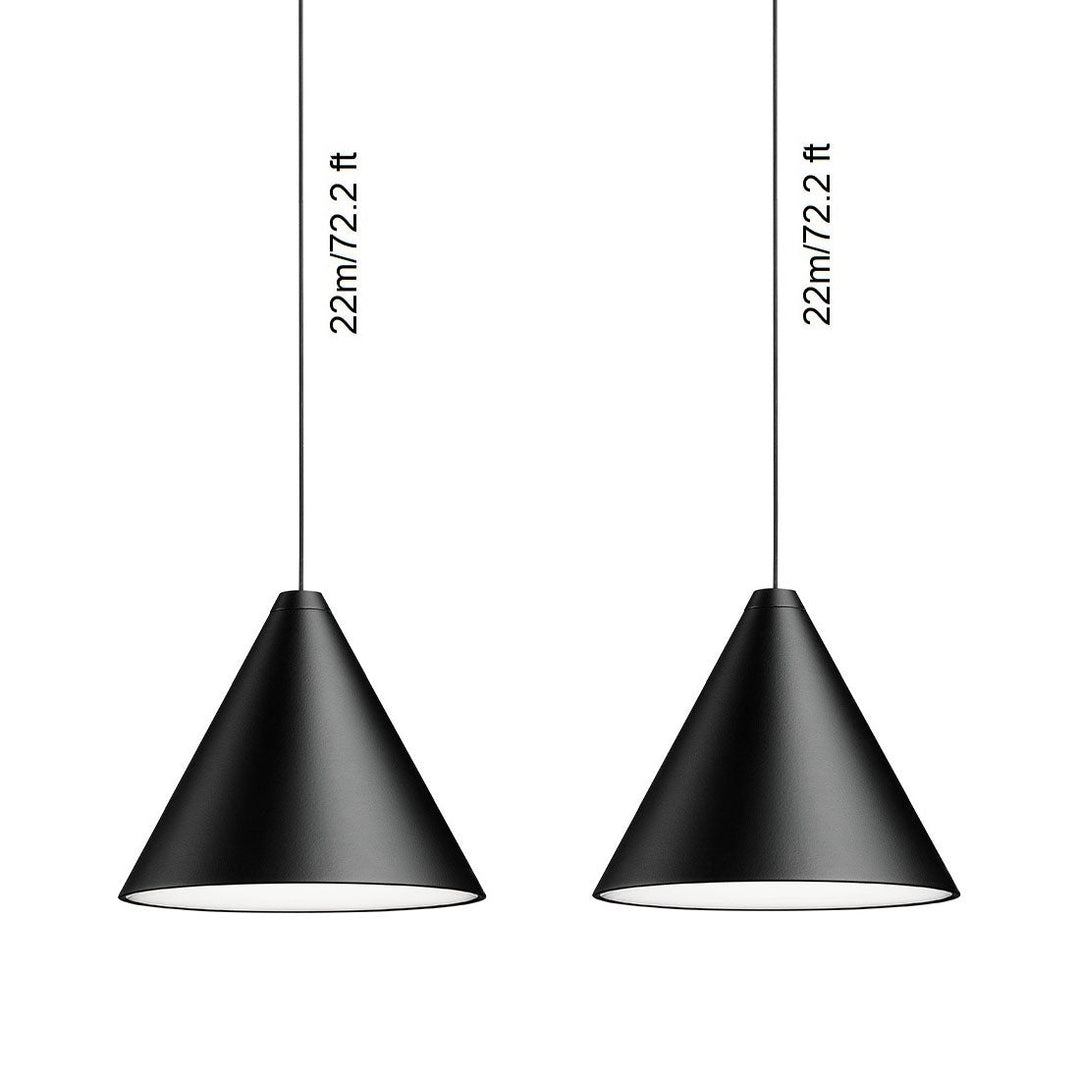 String Light Cone Pendant Light Lighting FLOS 2 x F6497030 - Two Cones (22m / 72.2 ft) F6482030 - Canopy For Ceiling Or Wall Mounting Light Only