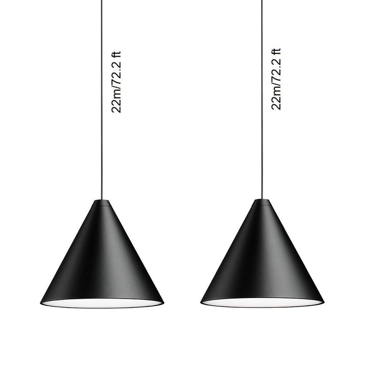 String Light Cone Pendant Light Lighting FLOS 2 x F6497030 - Two Cones (22m / 72.2 ft) F6482030 - Canopy For Ceiling Or Wall Mounting Light Only