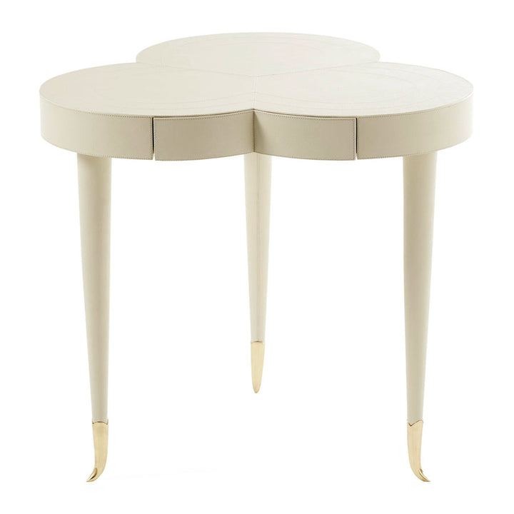 Flow Leather Trefoil Table Jonathan Adler Bone