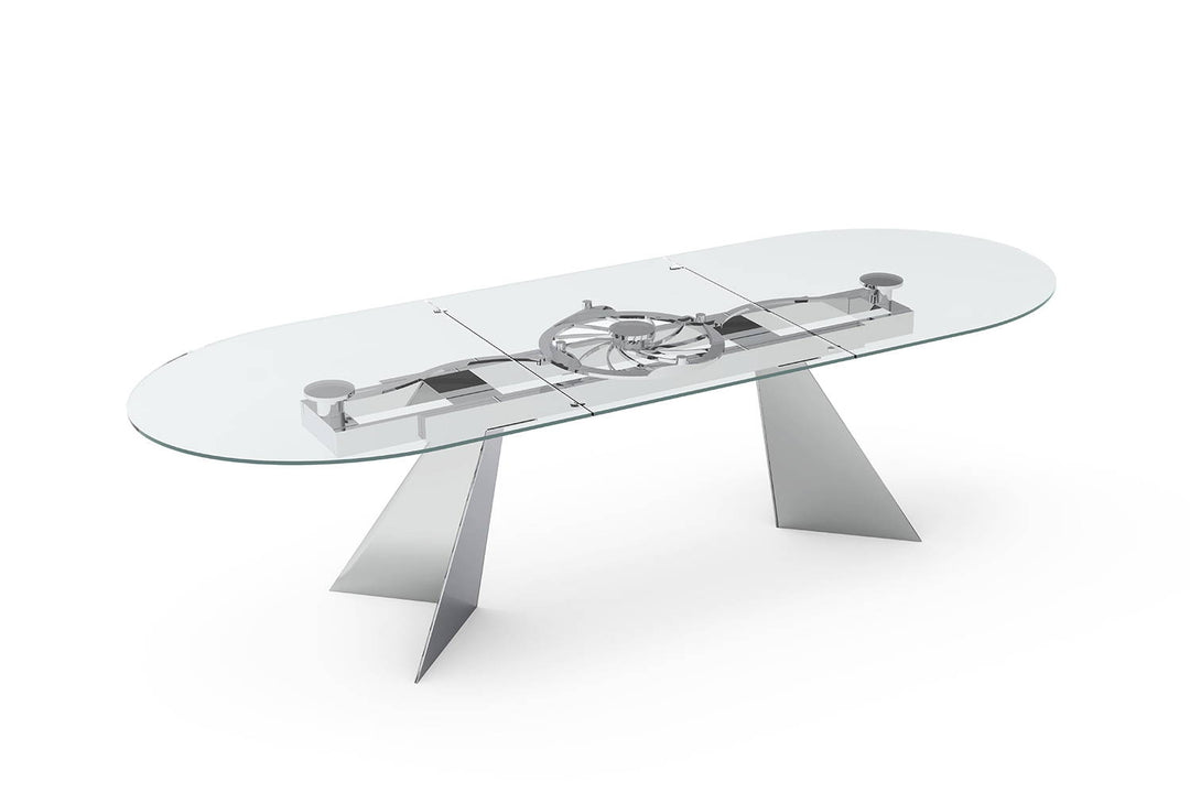 Galax Oval Dining Table Oval Clear Glass Chrome Dining Tables Naos