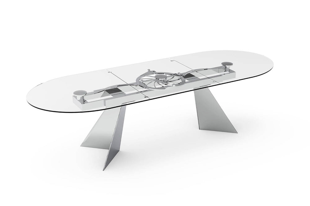 Galax Oval Dining Table Oval Clear Glass Chrome Dining Tables Naos
