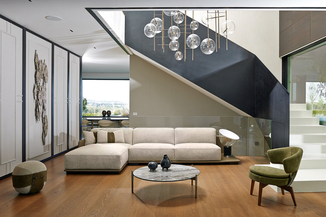 Border Sectional Sofa with Chaise and Shelf Sectionals Gamma Arredamenti