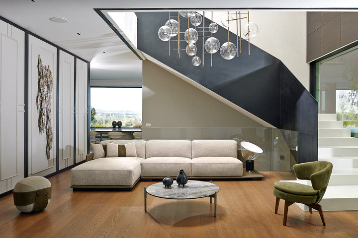 Border Sectional Sofa with Chaise and Shelf Sectionals Gamma Arredamenti