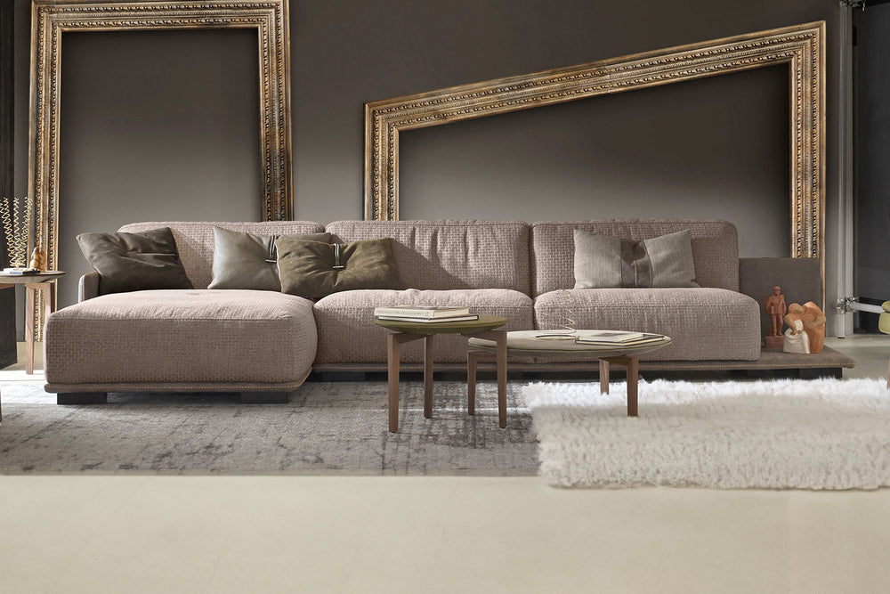 Border Sectional Sofa with Chaise and Shelf Sectionals Gamma Arredamenti