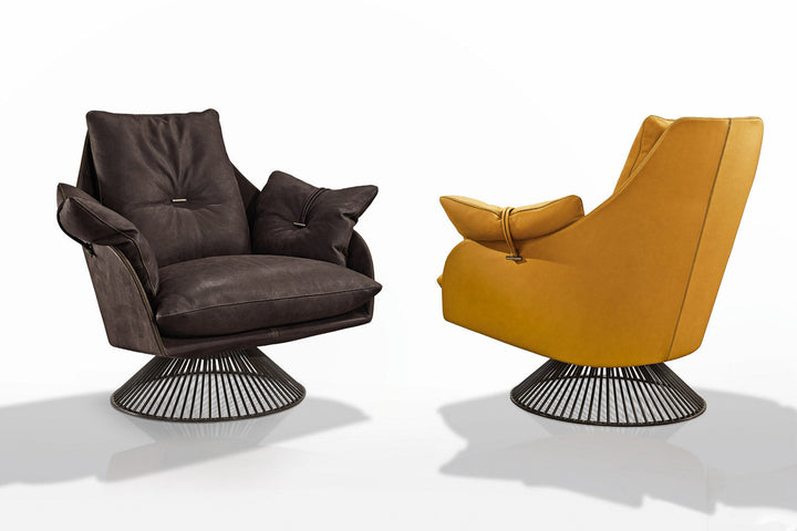 Gloss Upholstered Swivel Armchair Chairs Gamma Arredamenti