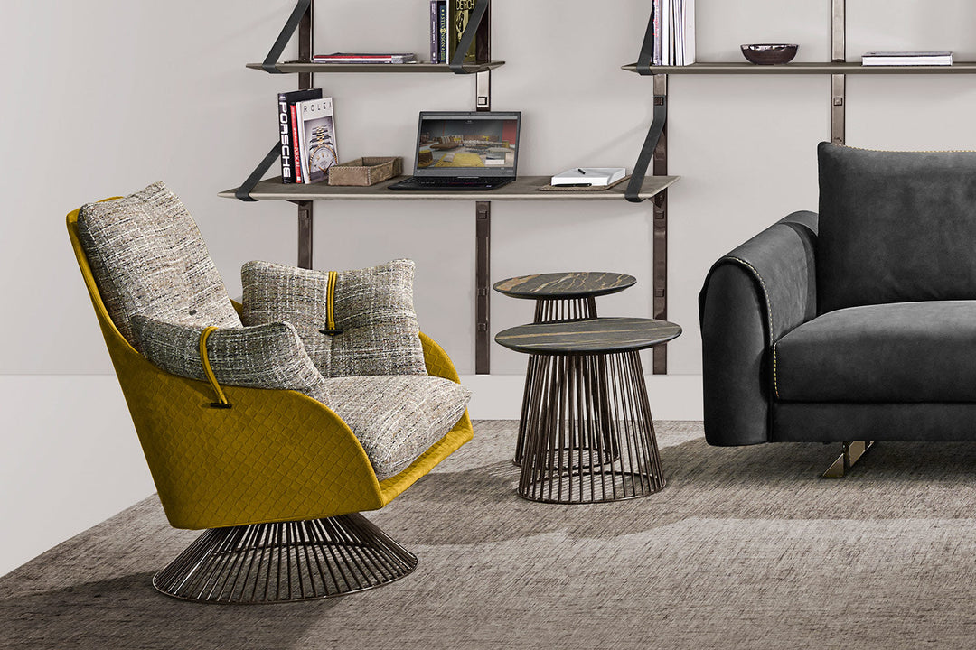 Gloss Upholstered Swivel Armchair Chairs Gamma Arredamenti